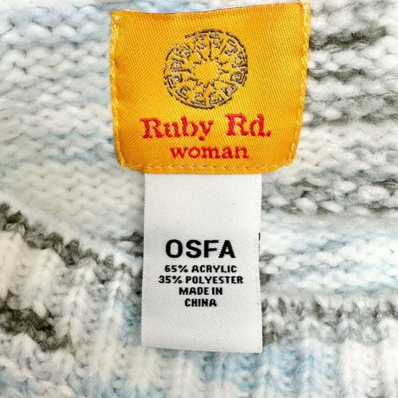 Ruby Road Sweater Women's OSFA White Light Blue Gray Knit LS Crew Neck Soft NWT - Picture 6 of 10